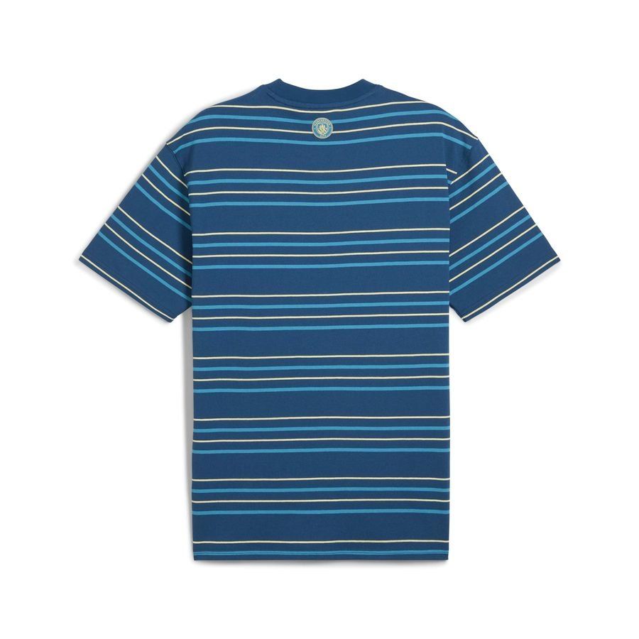 Manchester City T-Shirt MMQ Striped - Sailing Blue/Tropical Blue - Men's-SoccerKits Hub | Buy Soccer Jerseys Online